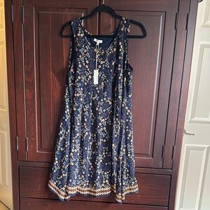 Floral Navy Sleeveless Dress
